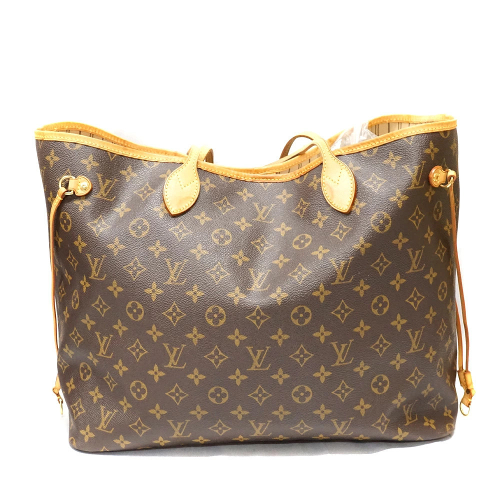 LOUIS VUITTON Neverfull Monogram Canvas Tote Bag Brown Beige